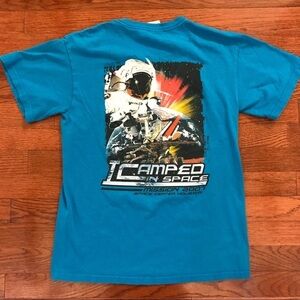 MENS BLUE SPACE CAMP SHIRT ROCKET ASTRONOMY SOUVENIR